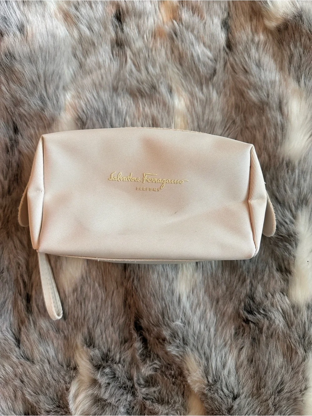 Salvatore Ferragamo Toiletry/Makeup Bag cream beige